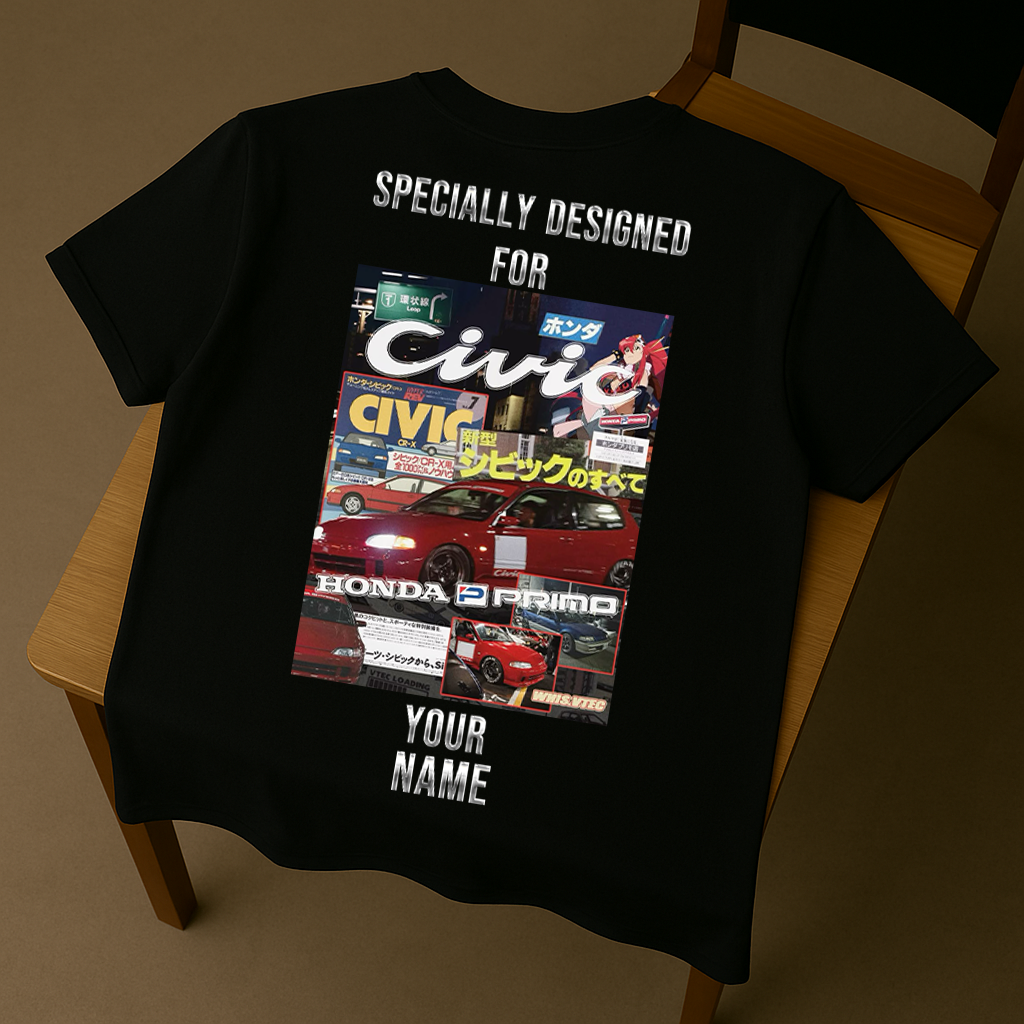 Custom Honda Civic JDM Shirt – Retro Magazine Style Tee